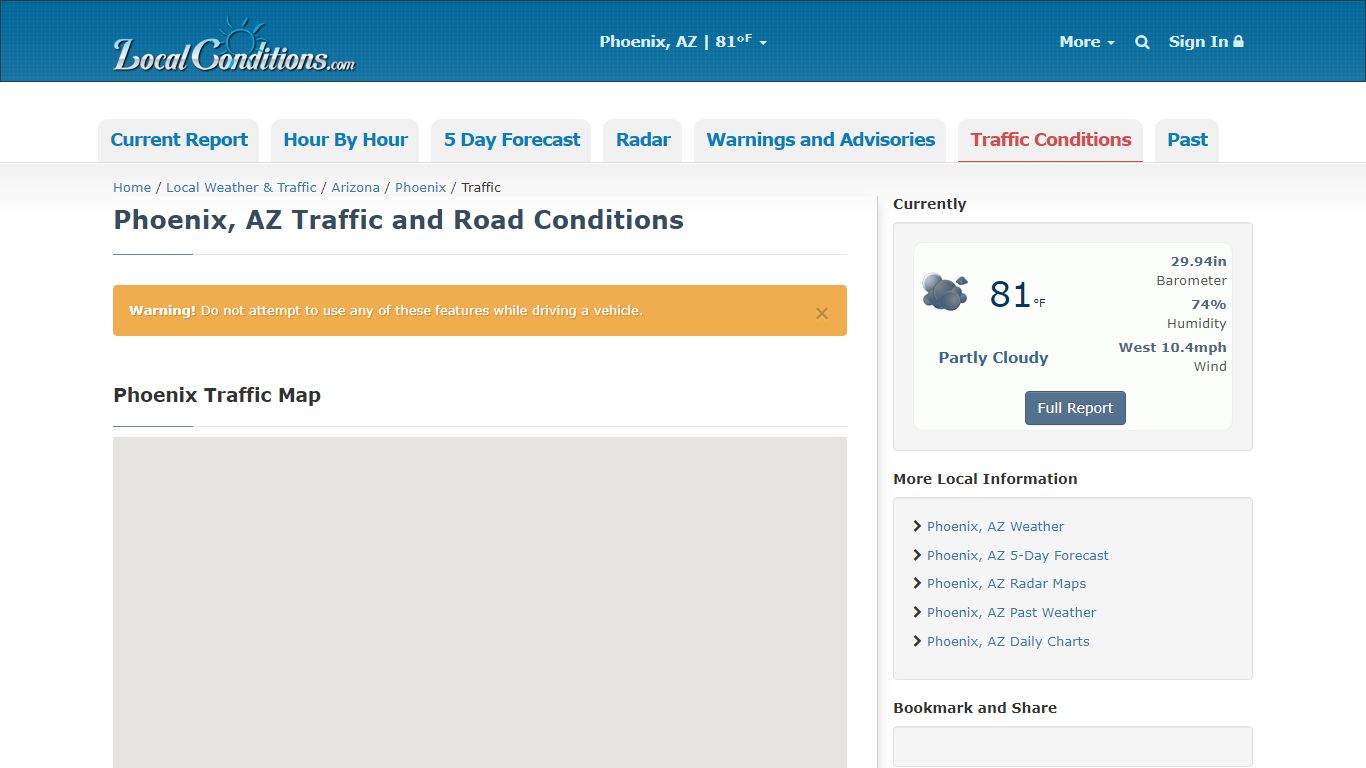 Phoenix, AZ Traffic and Road Conditions - LocalConditions.com